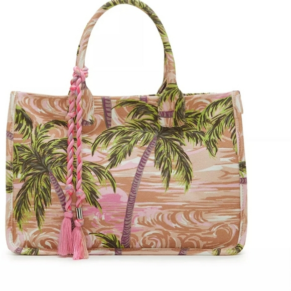 Vince Camuto Handbags - NWT Vince Camuto Amia Pink Palm Trees Cotton Canvas Tote Purse Bag MSRP $138